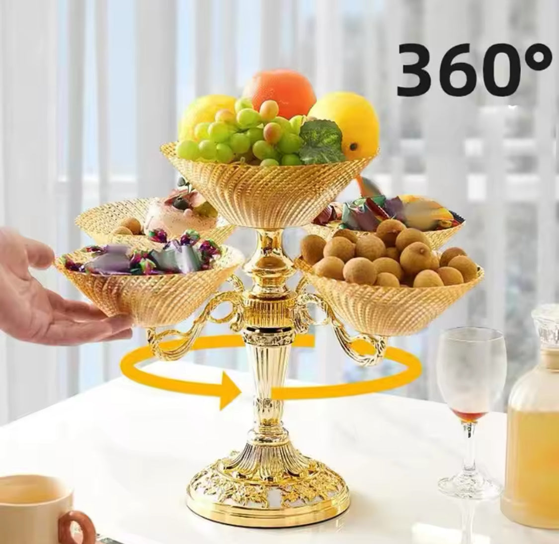 Vintage Style Luxury Rotating Fruit Tray, Rotating Snack Serving Tray, Snack Dried Fruit Plate, Fruit Tray Serving Tray With Stand Vintage Style Luxury Rotating Fruit Tray, Rotating Snack Serving Tray, Snack Dried Fruit Plate, Fruit Tray Serving Tray With Stand